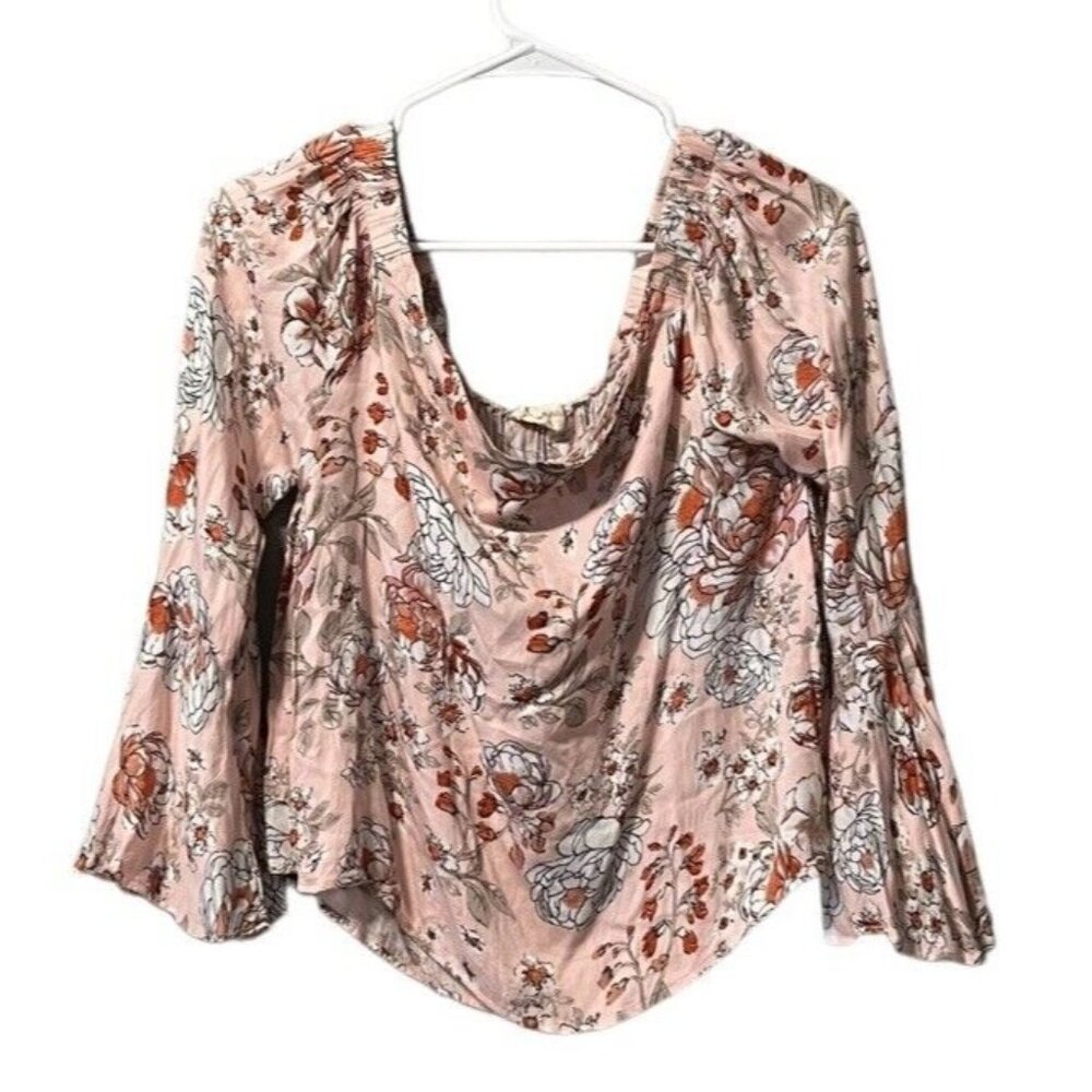 Altar’d State Size Medium Off The Shoulder Blouse Top Floral Elastic Preppy